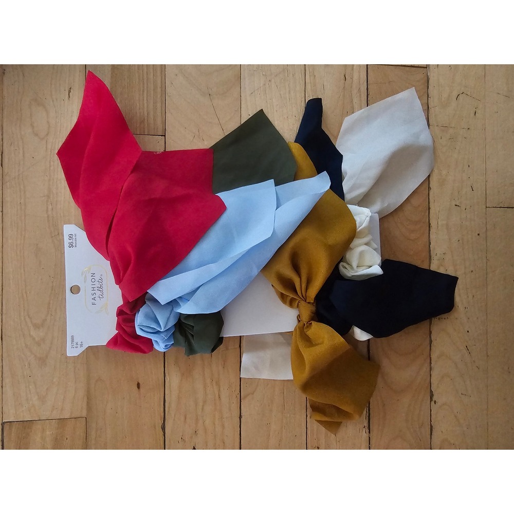 Fashion Tidbits 6pc Scarf Scrunchie Set Multicolor Bow Hair Ties New
